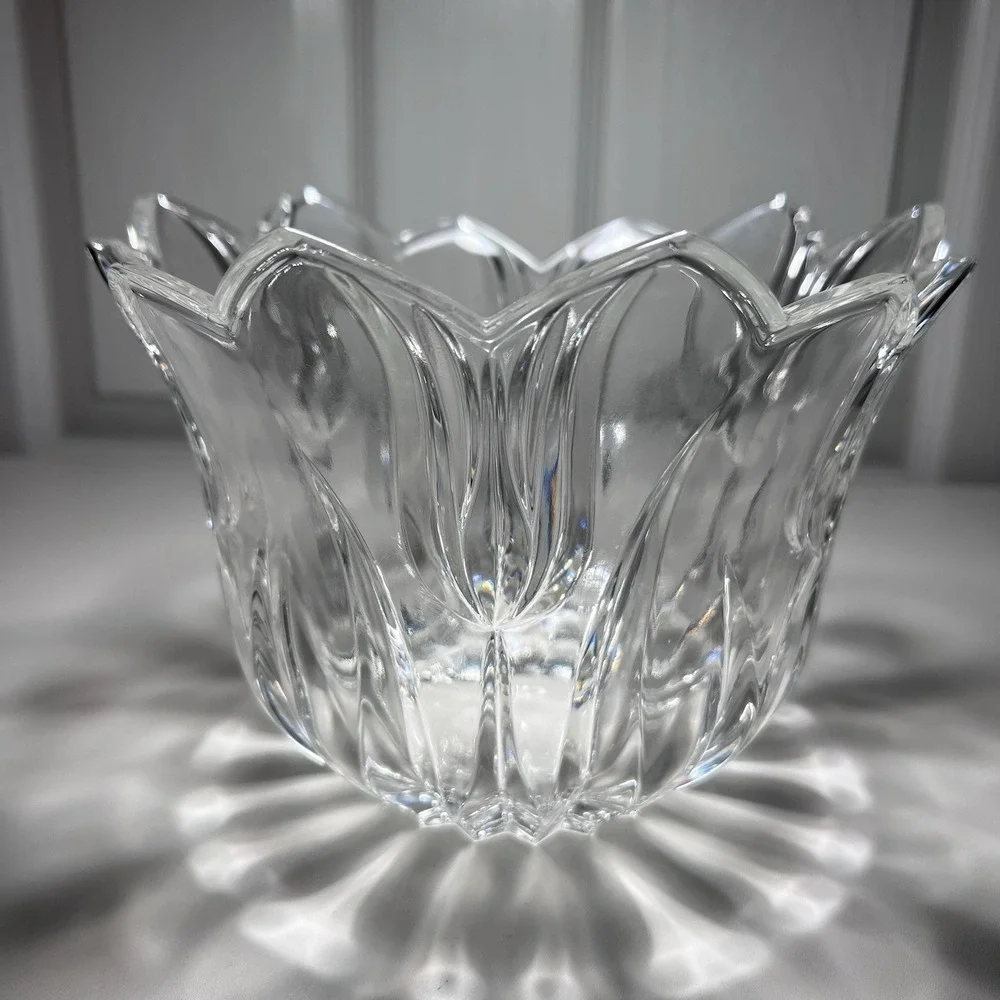 Gorham Lead Crystal Tulip Bowl Clear‎ Glass Elegant Flower Design